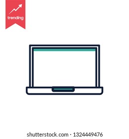 Laptop Icon in trendy flat style isolated on grey background. Computer symbol for your web site design, logo, app, UI. Vector illustration, EPS10. - Vector