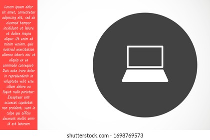 Icono de portátil en estilo plano moderno aislado en fondo gris. Símbolo de equipo para el diseño del sitio web, logotipo, aplicación, UI. Ilustración del vector, EPS10.