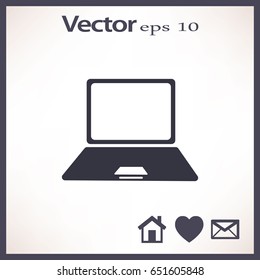Icono de portátil en un estilo plano moderno aislado. Símbolo de equipo para el diseño de su sitio web, logotipo, aplicación, interfaz de usuario. Ilustración del vector, EPS10.