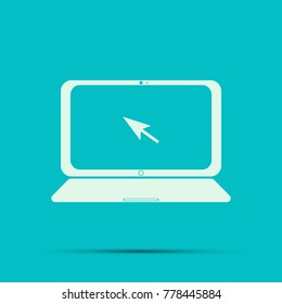 Laptop Icon in trendy flat style isolated on blue background.Vector illustration, EPS10.
