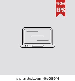 Laptop icon in trendy isolated on grey background.Vector illustration.