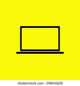 Laptop Icon Vector. Black icon and yellow