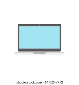 laptop icon vector. Blank screen laptop template, flat concept design style isolated white background
