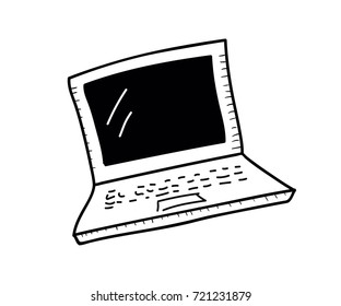 Laptop icon. Vector doodle illustration in eps10