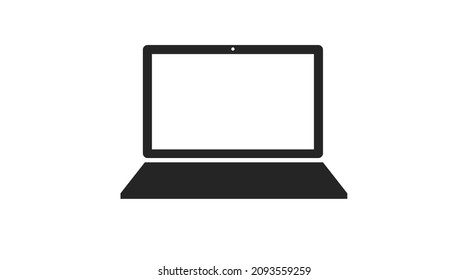 Laptop Icon. Vector flat editable black and white illustration