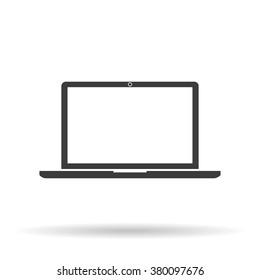 Laptop Icon Vector flat style with shadow on white background, stylish illustration