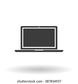Laptop Icon Vector flat style with shadow on white background, stylish illustration