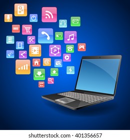 Laptop with icon vector illustration