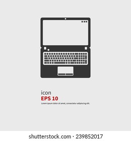 Laptop icon, vector illustration. Black silhouette.Web icon.