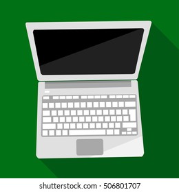 Laptop icon vector illustration. Colored icon. Top view