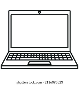 Laptop icon. Vector illustration, contour.