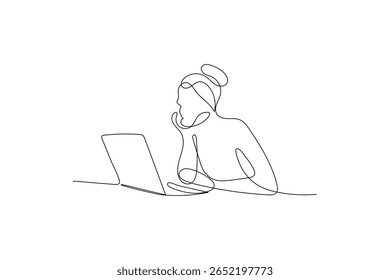 Laptop icon vector illustration drawng and Continuous one line art of isolated outline vector design
