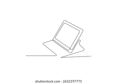 Laptop icon vector illustration drawng and Continuous one line art of isolated outline vector design
