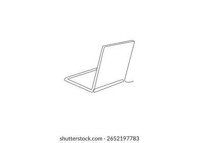 Laptop icon vector illustration drawng and Continuous one line art of isolated outline vector design
