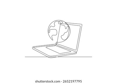 Laptop icon vector illustration drawng and Continuous one line art of isolated outline vector design
