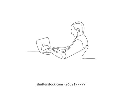 Laptop icon vector illustration drawng and Continuous one line art of isolated outline vector design
