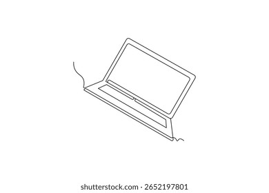Laptop icon vector illustration drawng and Continuous one line art of isolated outline vector design
