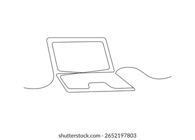 Laptop icon vector illustration drawng and Continuous one line art of isolated outline vector design
