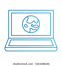 Laptop Icon, Vector Illustration, Education Colour Outline