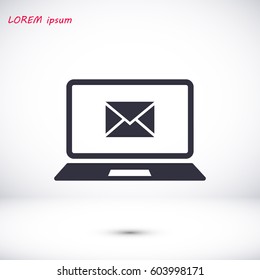 laptop icon, vector illustration. Flat design eps 10