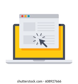 Laptop Icon, Vector Illustration In Flat Style