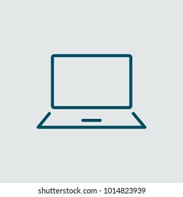 Laptop icon vector illustration. Linear symbol with thin outline. The thickness is edited. Minimalist style.