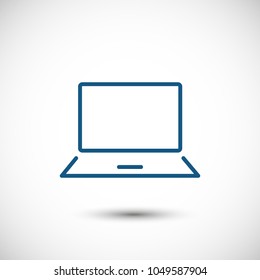 Laptop icon vector illustration. Linear symbol with thin outline. The thickness is edited. Minimalist style.