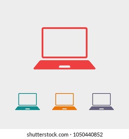 Laptop icon vector illustration. Linear symbol with thin outline. The thickness is edited. Minimalist style.