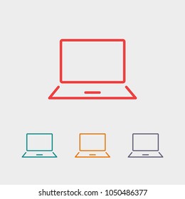 Laptop icon vector illustration. Linear symbol with thin outline. The thickness is edited. Minimalist style.