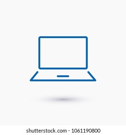 Laptop icon vector illustration. Linear symbol with thin outline. The thickness is edited. Minimalist style.