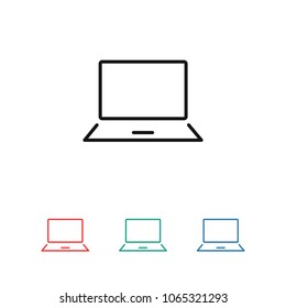 Laptop icon vector illustration. Linear symbol with thin outline. The thickness is edited. Minimalist style.