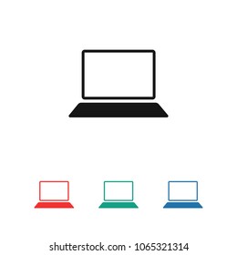 Laptop icon vector illustration. Linear symbol with thin outline. The thickness is edited. Minimalist style.