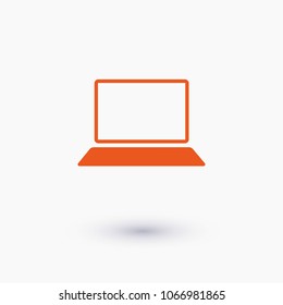 Laptop icon vector illustration. Linear symbol with thin outline. The thickness is edited. Minimalist style.