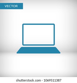 Laptop icon vector illustration. Linear symbol with thin outline. The thickness is edited. Minimalist style.