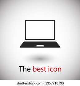 Laptop icon vector illustration. Linear symbol with thin outline. The thickness is edited. Minimalist style.