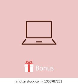 Laptop icon vector illustration. Linear symbol with thin outline. The thickness is edited. Minimalist style.