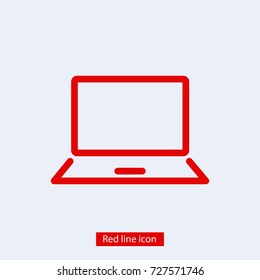 Laptop icon vector illustration. Linear symbol with thin outline. The thickness is edited. Minimalist style.