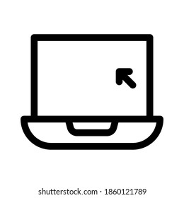 Ilustración vectorial de icono de portátil sobre fondo blanco. Concepto de compras en línea con portátil