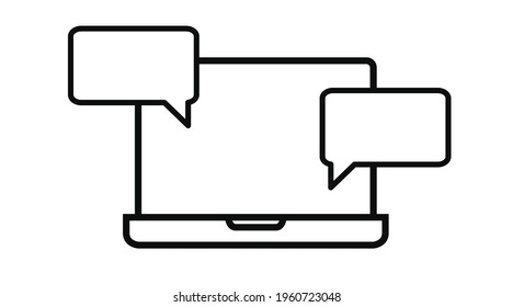 Laptop Icon. Vector isolated illustration of a laptop with a chat or talk icons