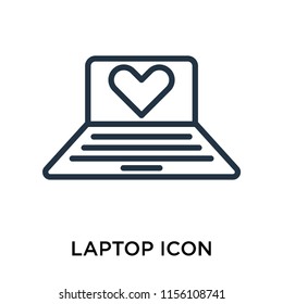 Laptop icon vector isolated on white background, Laptop transparent sign , linear pictogram or outline logo design in lined style
