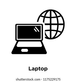 Laptop icon vector isolated on white background, logo concept of Laptop sign on transparent background, filled black symbol