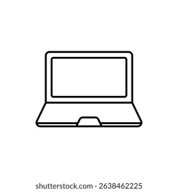 laptop icon, vector line isolated on white background. trendy and modern design