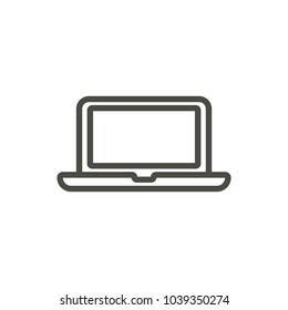 Laptop icon vector. Line notebook symbol. Trendy flat outline ui sign design. Thin linear graphic pictogram for web site, mobile application. Logo illustration. Eps10.