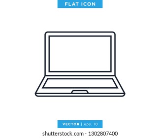 Laptop Icon Vector Logo Design Template. Editable Stroke