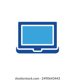 icono de portátil Vector o ilustración de logotipo glifo azul estilo de color