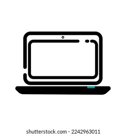Laptop icon vector. Notebook pc symbol in black and white colors, isolated flat icon vector illustration graphic.