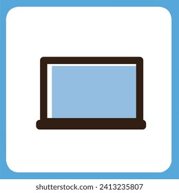 laptop icon vector on white background, flat icon, stroke outline icon set isolated on white background flat vector illustration, mobile app business icon.