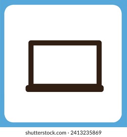 laptop icon vector on white background, flat icon, stroke outline icon set isolated on white background flat vector illustration, mobile app business icon.
