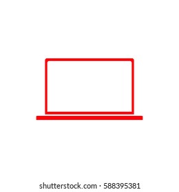 Laptop Icon Vector. Red icon