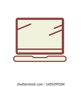 laptop icon vector, red simple design.
